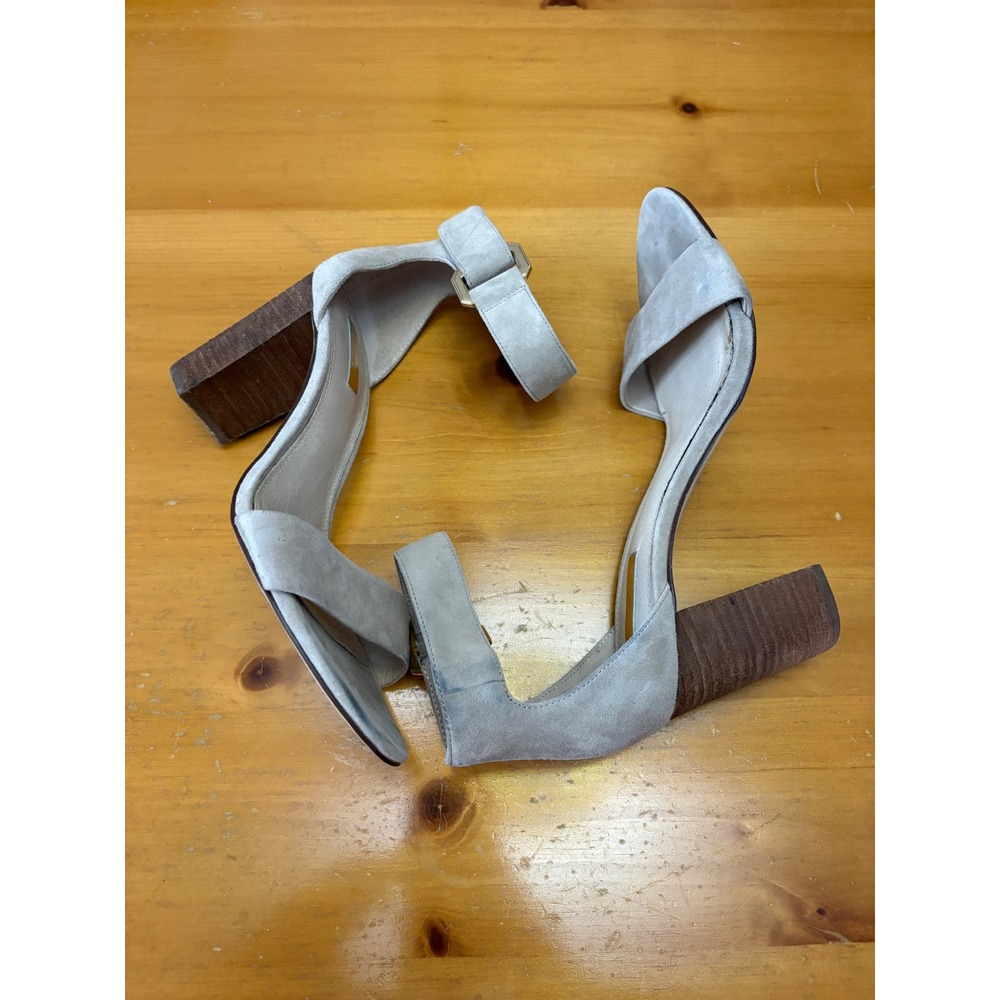 Louise et Cie Gray Suede Block Heel Ankle Strap Sandals Womens 8.5M 38.5